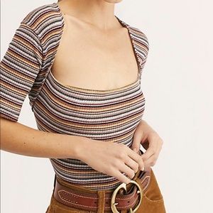 Free People Stripe Wild Square Retro Top
